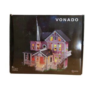Vonado Pink Palace House Halloween Building Set With Lights 1370 Pieces F-C10017